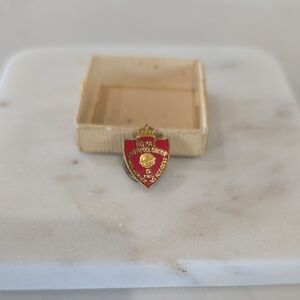 Vintage Red and Gold Shield Pin - Royal Liverpool Group